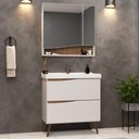 Ver imagem 2 de Conjunto Banheiro Gabinete com Pés Lavatório 80cm e Armário Evie B06 Branco Tau - Lyam Decor