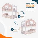 Ver imagem 6 de Beliche Infantil Montessoriano com Varanda e Grade Proteção Casinha Dos Sonhos Madeira Maciça