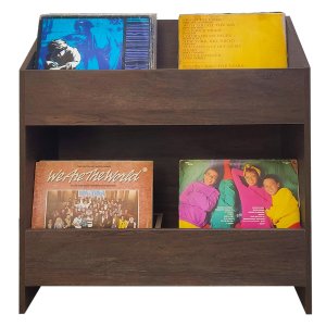 Estante para Discos Amadeirado Escuro Lp Vinil