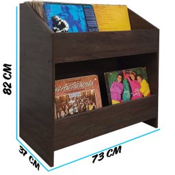 Estante para Discos Amadeirado Escuro Lp Vinil - 6