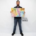 Ver imagem 2 de Quadro Decorativo Abstrato Arco Íris em tela Canvas TaColado Moldura Flutuante 4,5cm Branca 60 x 40c