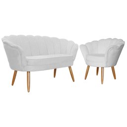 Kit Namoradeira mais Poltrona Pétala Suede Branco - 1 Kit Namoradeira mais Poltrona Pétala Suede Branco - 1