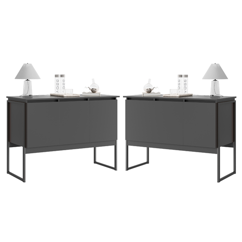 Conjunto de Buffets Industriais Milão Preto Onix