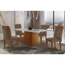Ver imagem 1 de Sala de Jantar Completa Luna Tampo Madeirado C- Vidro Reto 120x80 e 4 Cadeiras Amsterdã Imbuia -