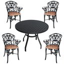 Ver imagem 1 de 4 Cadeiras e Mesa Tampo Ripado Aluminio para Cozinha Jantar Piscina Jardim Preto