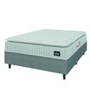 Ver imagem 1 de Cama Box Colchão Casal Espuma D45 Lazio Pillow Top 138x188x67cm Branco / Cinza Hellen
