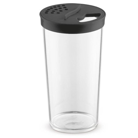 Farinheira Porta Condimentos 500ml Uz com Tampa de Dupla Abertura Preta.