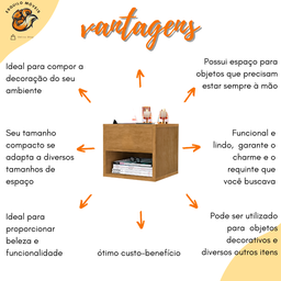 Mesa De Cabeceira Suspensa Mudo Box Quarto Cama Lalá Nature - 3