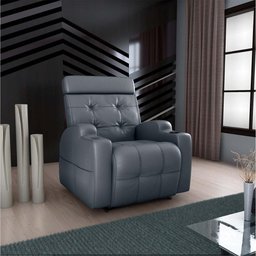 Poltrona Reclinável do Papai Automática com Usb e Porta Copos Cherokee Sintetico Cinza Matrix - 6