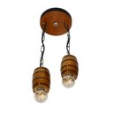 Ver imagem 5 de Luminária Lustre Pendente Barril Duplo de Madeira Maciça Colonial Retrô - Cerejeira