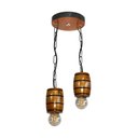 Ver imagem 1 de Luminária Lustre Pendente Barril Duplo de Madeira Maciça Colonial Retrô - Cerejeira
