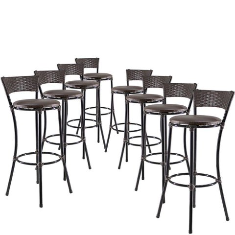 Jogo 8 Banquetas Alta Forts Fibra Uv Bancada, área Goumert, Bar, Piscina, Balcão, Floral Marrom
