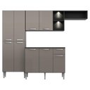 Ver imagem 6 de Cozinha Compacta Multimóveis Pequim FG3572 com 2 Leds Armário e Balcão Preta/Lacca Fumê