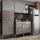 Ver imagem 2 de Cozinha Compacta Multimóveis Pequim FG3572 com 2 Leds Armário e Balcão Preta/Lacca Fumê