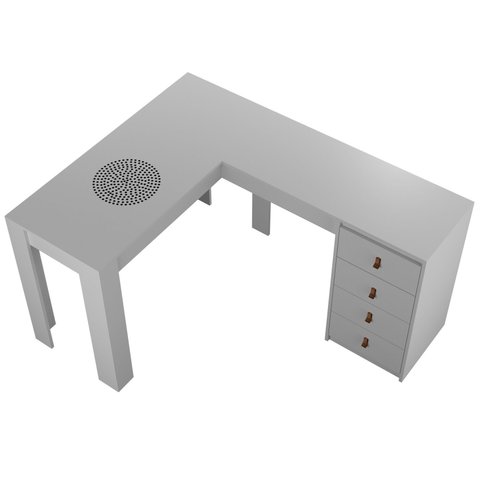 Mesa Nails Clássica em L 150x117 Cm com Aspirador