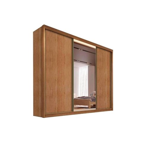 Guarda Roupa Casal 3 Portas de Correr e 8 Gavetas c/ 1 Espelho Diamond Plus Cumaru - Novo Horizonte