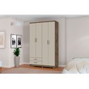 Ver imagem 2 de Guarda Roupa 4 Portas 2 Gavetas Cabideiro Prateleira Titan Canela Off White