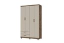 Ver imagem 1 de Guarda Roupa 4 Portas 2 Gavetas Cabideiro Prateleira Titan Canela Off White