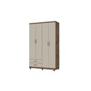 Ver imagem 1 de Guarda Roupa 4 Portas 2 Gavetas Cabideiro Prateleira Titan Canela Off White