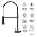 Ver imagem 2 de Torneira Gourmet Flexível Preto Fosco Parede Cozinha
