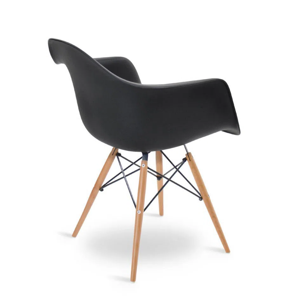 Cadeira Eames Arm Design Quarto Escritório Wood - Preta - 4
