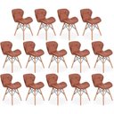 Ver imagem 1 de Kit 14 Cadeiras de Jantar Charles Eames Slim Wood Estofada - Marrom