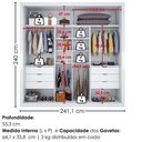 Ver imagem 7 de Guarda Roupa Casal Versale 2 Portas de Correr 6 Gavetas MDP Branco Absoluto 241cm