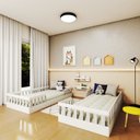 Ver imagem 1 de Conjunto com 2 Camas Infantil Montessoriana Solteiro Cori Yescasa Branco/Cinza Cristal