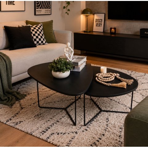 Conjunto de Mesa de Centro de Metal Orgânica Pietra Industrial