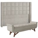 Ver imagem 1 de Kit Cabeceira Cama Box Paris 140 Cm com Puff Recamier Itália P05 Bouclê Creme - Lyam Decor Paris & I