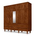 Ver imagem 2 de Guarda Roupa Casal com Espelho Madeira Maciça Castanho Chicago