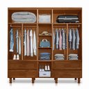 Ver imagem 3 de Guarda Roupa Casal com Espelho Madeira Maciça Castanho Chicago
