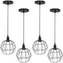 Ver imagem 1 de 4 Pendentes Aramado Globo Luminária Lustre Luxo Teto Retrô Vintage Preto Agp Ilumini Industrial