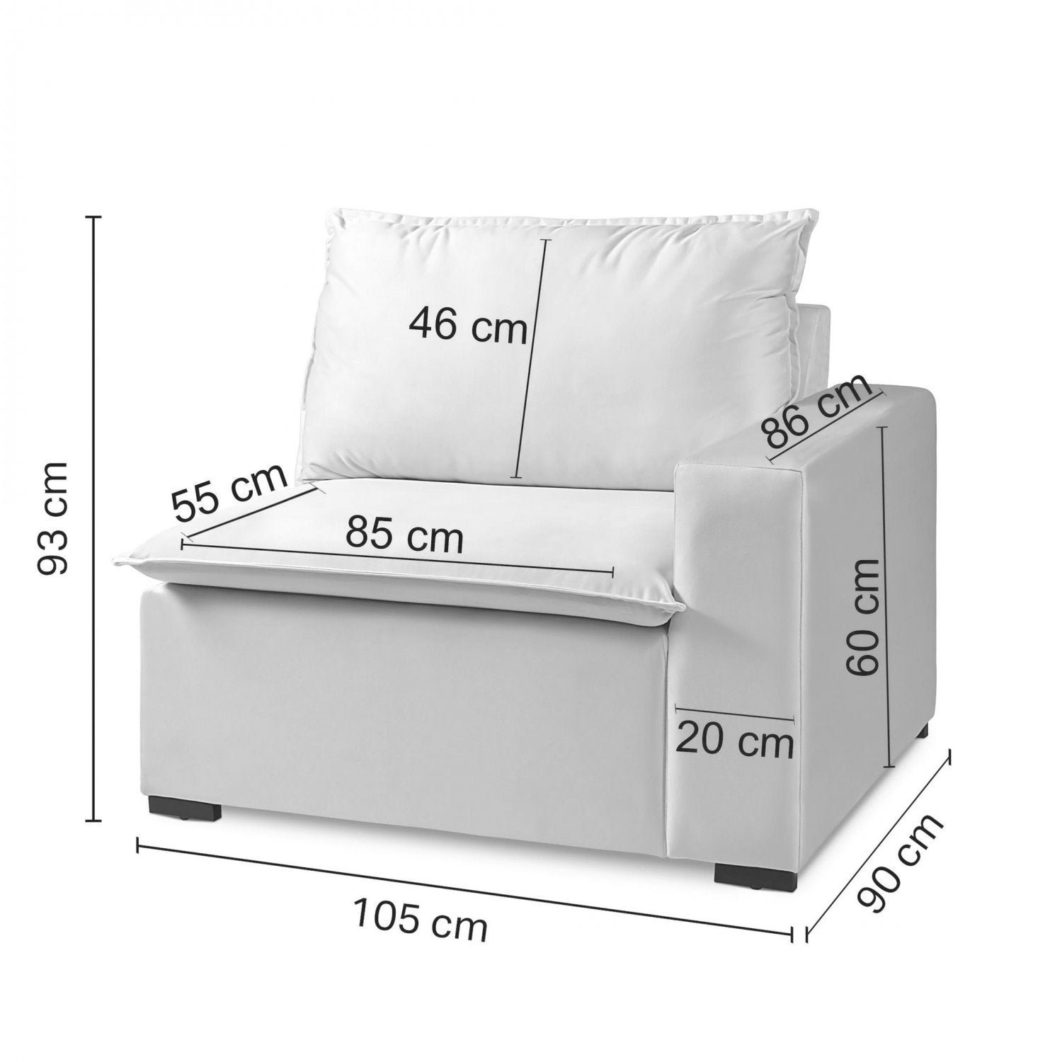 Módulo Braço Direito para Sofá Modular Ibi 105cm Jacquard Cabecasa Madeiramadeira - 3