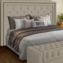 Ver imagem 4 de Conjunto Cabeceira Padano Queen 1,60 e Puff Baú Bellmont Linho Bege - Larbelle