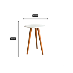 Mesa de Canto Redonda 35x40 Pé Palito Mdf Branca - 6