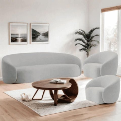 Sofá Amore 3 Lugares Fixo 180cm Cinza Claro Linho com 2 Poltronas Mabe Magazine