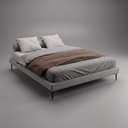 Ver imagem 5 de Cama Base Box Casal Unique Estrutura em Madeira Pés de Ferro Cinza Desk Design