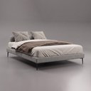 Ver imagem 4 de Cama Base Box Casal Unique Estrutura em Madeira Pés de Ferro Cinza Desk Design
