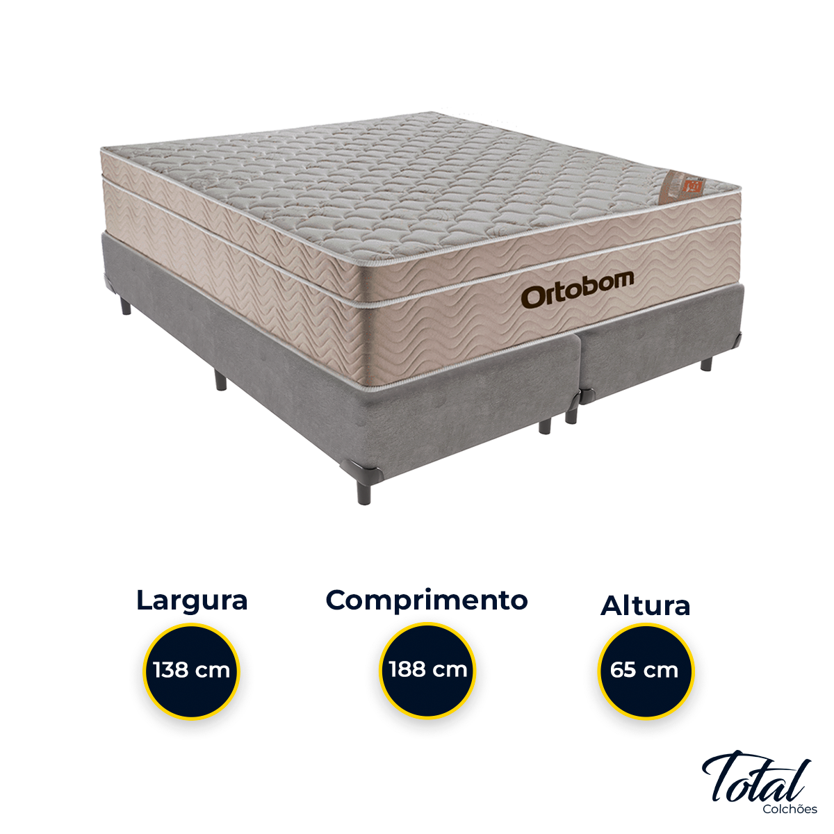 Cama Box Bipartido Casal Cinza e Colchão Airtech Springpocket Molas Ensacadas Ortobom - 3