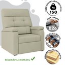 Ver imagem 2 de Cadeira Reclinável Off White Veludo Akinori Jm Móveis