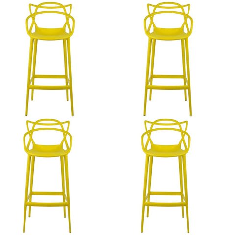 Kit 4 Banqueta Aviv Allegra Solna Fratini 109 cm (altura) Polipropileno Cor Amarelo