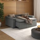 Ver imagem 3 de Sofá Cama Casal Retrátil e Reclinável 3 Lugares Veludo Cinza Palmeira 220cm CabeCasa MadeiraOriginals Madeiraoriginal