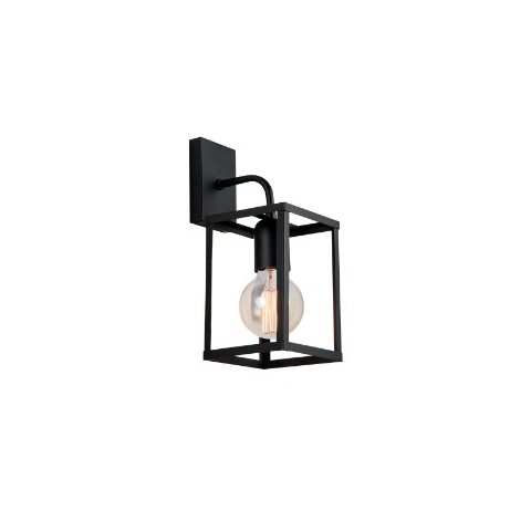 Arandela Thomas Quadro Glass Transparente Preta Metal Domado