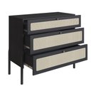 Ver mais imagens de Cômoda 3 Gavetas Palhinha Pé Madeira 27934 Oslo Artesano - Nero/preto