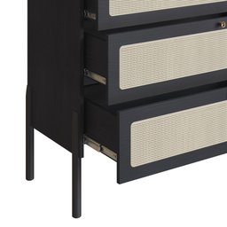 Cômoda 3 Gavetas Palhinha Pé Madeira 27934 Oslo Artesano - Nero/preto - 5