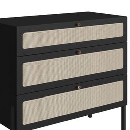 Cômoda 3 Gavetas Palhinha Pé Madeira 27934 Oslo Artesano - Nero/preto - 7