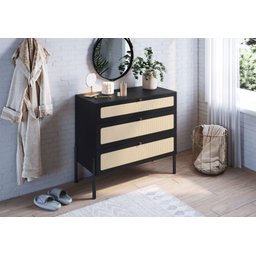 Cômoda 3 Gavetas Palhinha Pé Madeira 27934 Oslo Artesano - Nero/preto - 1