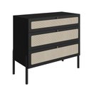 Ver imagem 2 de Cômoda 3 Gavetas Palhinha Pé Madeira 27934 Oslo Artesano - Nero/preto