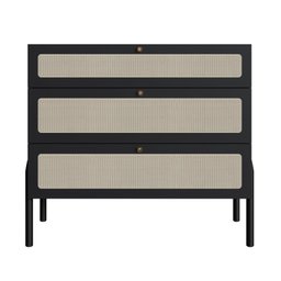 Cômoda 3 Gavetas Palhinha Pé Madeira 27934 Oslo Artesano - Nero/preto - 3